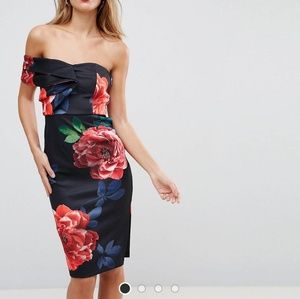 Asymmetrical rose dress